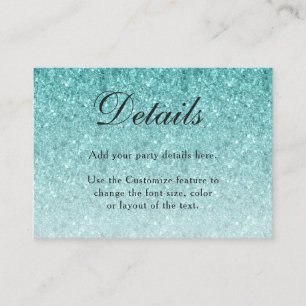 Aqua Blue Glitter Glam Enclosure Card