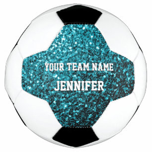 Aqua blue glitter sparkles Your name Team Football