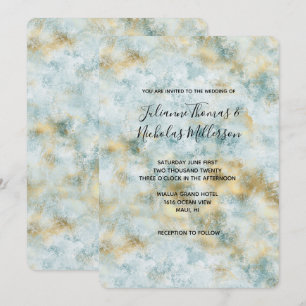 Aqua Blue Gold Abstract Invitation