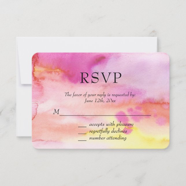 Aqua Blue Gold Abstract RSVP Card (Front)