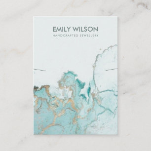 AQUA BLUE GOLD AGATE MARBLE NECKLACE DISPLAY CARD