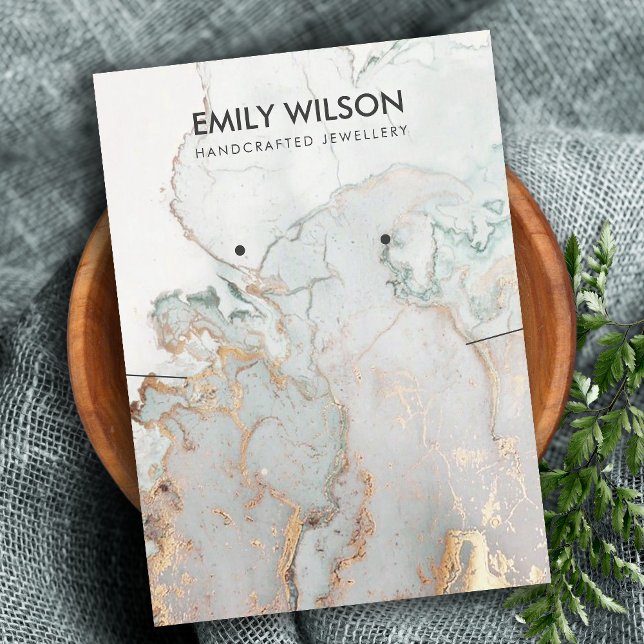 AQUA BLUE GOLD AGATE MARBLE NECKLACE STUD DISPLAY BUSINESS CARD (Creator Uploaded)