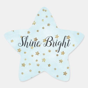 Aqua Blue Gold Stars Star Sticker