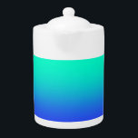 Aqua Blue Gradient<br><div class="desc">Size: Medium Tea time will never be the same again with a custom tea pot from Zazzle. Made of bright white porcelain, this tea pot looks amazing with your photos, text, and designs. Dishwasher and microwave safe, this tea pot is ready to add a touch of custom flair to your...</div>