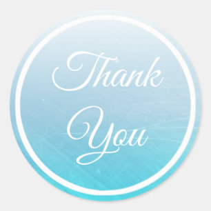 Aqua Blue Gradient and White Thank You stickers