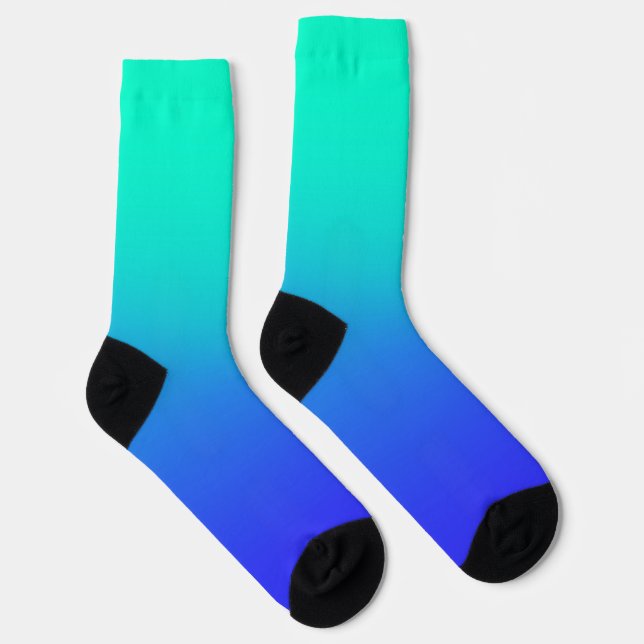 Aqua Blue Gradient Crew Socks (Right)