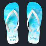 Aqua Blue Gradient Maid of Honour Simple Flip Flop<br><div class="desc">These simple stylish Aqua Blue Gradient flip flops is a memorable gift for wedding party members: bride, bridesmaids, mother of the bride, maid of honour... They will add a stylish dose of glam to your wedding day, bachelorette party, or other celebration. ♥Customise it with your wording by using the template fields. ♥ If...</div>
