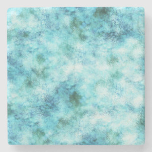 Aqua Blue Green Abstract Stone Coaster