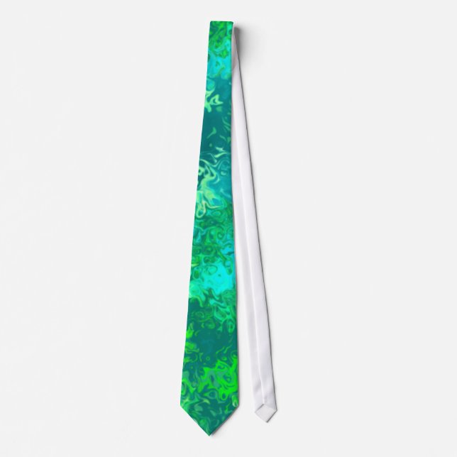 Aqua Blue Green Abstract Tie (Front)