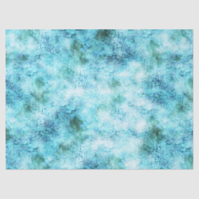 Aqua Blue Green Abstract Tissue Paper (Front)