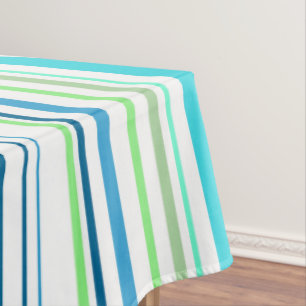 Aqua Blue Green Beach Colour Stripes Tablecloth