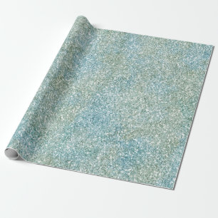 Aqua Blue Green Glitzy Glitter Wrapping Paper