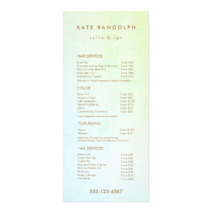Aqua Blue Green Salon Spa Price List Service Menu