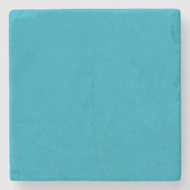 Aqua Blue Green Solid Color - Colour - Hue Stone Coaster (Front)