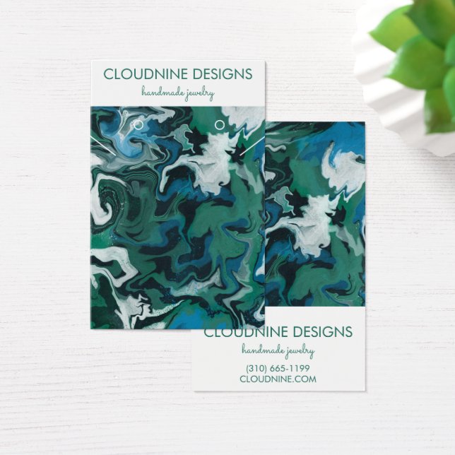 Aqua Blue Green Swirls Earring Necklace Jewellery (Desk)