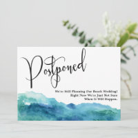 Aqua Blue Green Watercolor Postponed Wedding