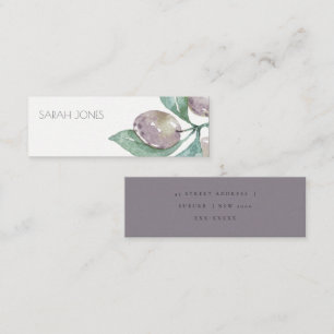 AQUA BLUE GREEN WATERCOLOUR FOLIAGE OLIVE ADDRESS MINI BUSINESS CARD