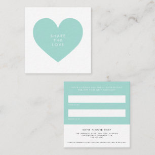 Aqua Blue Heart Minimalist Share the Love Referral Card