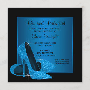 Aqua Blue High Heels Womans Birthday Party Invitation