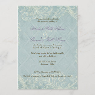 Aqua Blue Hydrangea Swirl Floral Flower Wedding Invitation