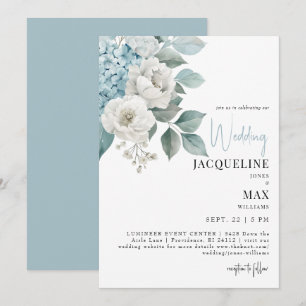 Aqua Blue Hydrangeas Wedding Invitation