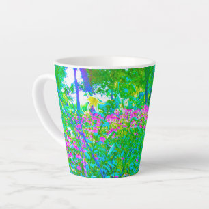 Aqua Blue Impressionistic Garden Landscape Latte Mug