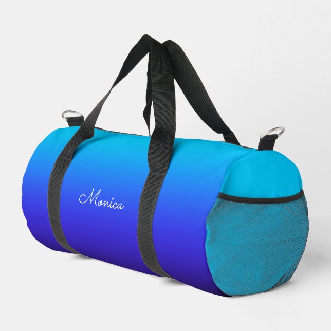 Aqua Blue Indigo and Black Ombre Duffle Bag (Right Corner)