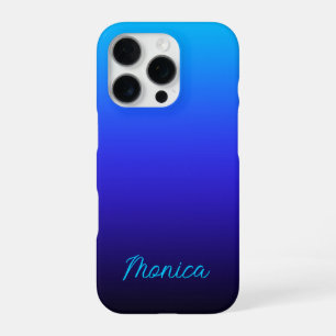 Aqua Blue Indigo and Black Ombre iPhone 16 Pro Case