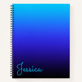 Aqua Blue Indigo and Black Ombre Notebook