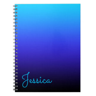 Aqua Blue Indigo and Black Ombre Notebook
