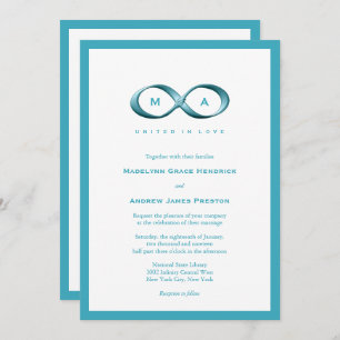 Aqua Blue Infinity Hand Clasp Wedding Invite