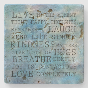 Aqua Blue Inspirational Quotes     Stone Coaster