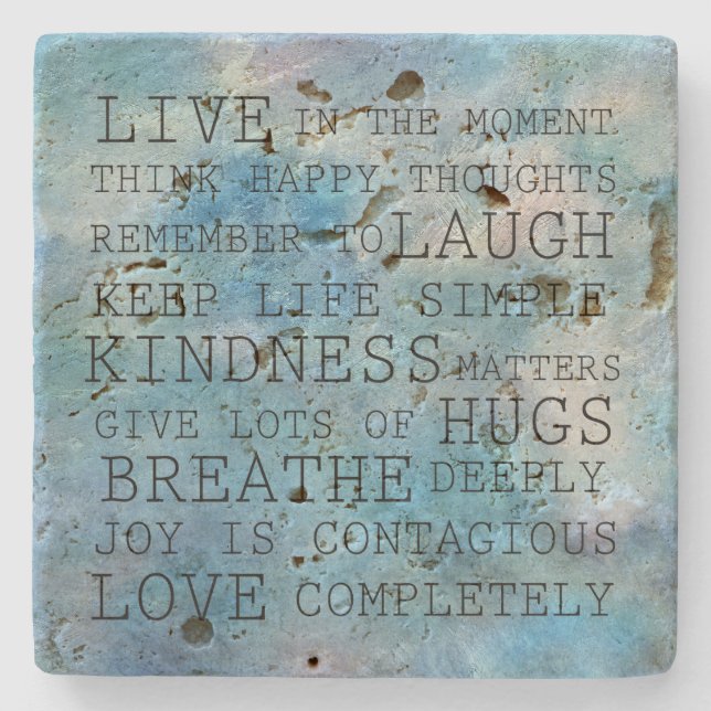 Aqua Blue Inspirational Quotes     Stone Coaster (Front)