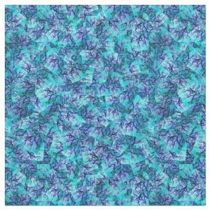Aqua Blue Jacaranda Tree Abstract Design, Fabric