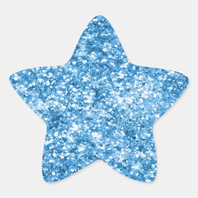 Aqua Blue Jewel Glitter Star Sticker (Front)