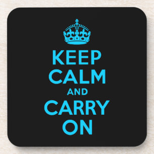 Aqua Blue Keep Calm and Carry On Coaster