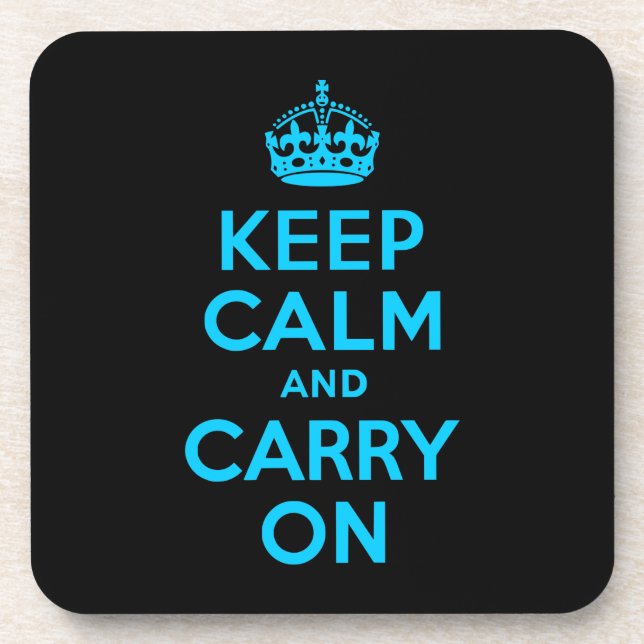 Aqua Blue Keep Calm and Carry On Coaster (Front)