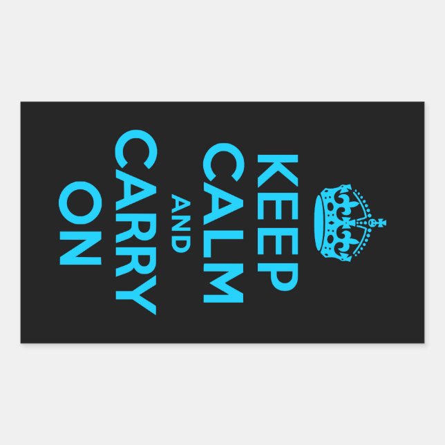 Aqua Blue Keep Calm and Carry On Rectangular Sticker (Front)