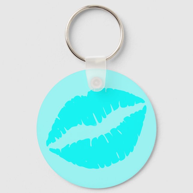 Aqua Blue Kiss Key Ring (Front)