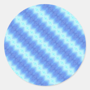 Aqua Blue Knit Crochet Stripe Texture Pattern Classic Round Sticker