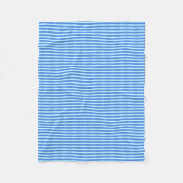 Aqua Blue Knit Crochet Stripe Texture Pattern Fleece Blanket (Front)