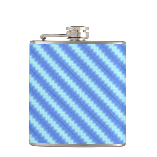 Aqua Blue Knit Crochet Stripe Texture Pattern Hip Flask (Front)