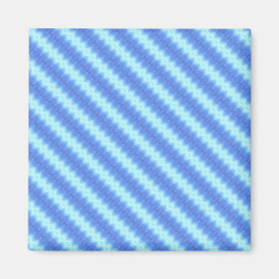 Aqua Blue Knit Crochet Stripe Texture Pattern Magnet