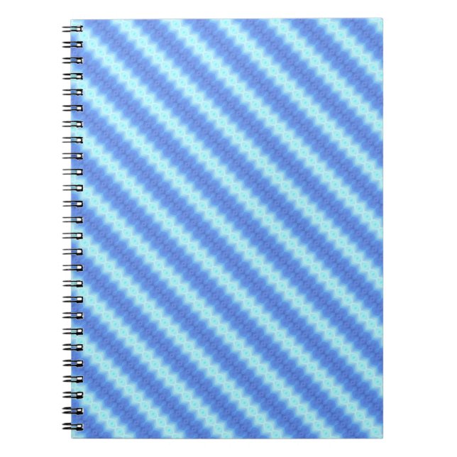 Aqua Blue Knit Crochet Stripe Texture Pattern Notebook (Front)