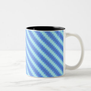 Aqua Blue Knit Crochet Stripe Texture Pattern Two-Tone Coffee Mug