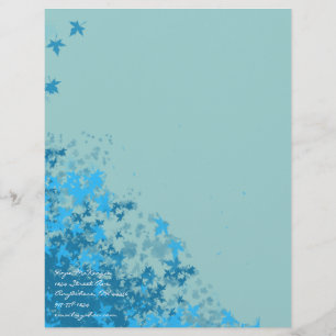 Aqua Blue Leaves Letterhead