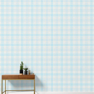 Aqua Blue Lemon Grid Geometric Wallpaper