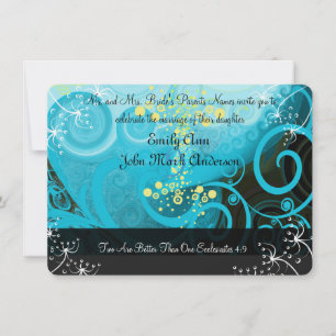 Aqua Blue Lemon Yellow Calla Lily Flower- Invitation