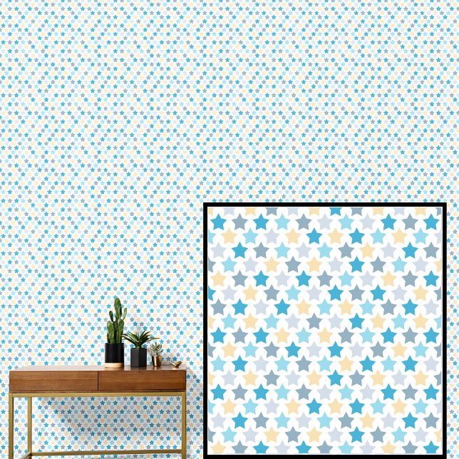 Aqua Blue Lemon Yellow Stars Wallpaper (Creator Uploaded)