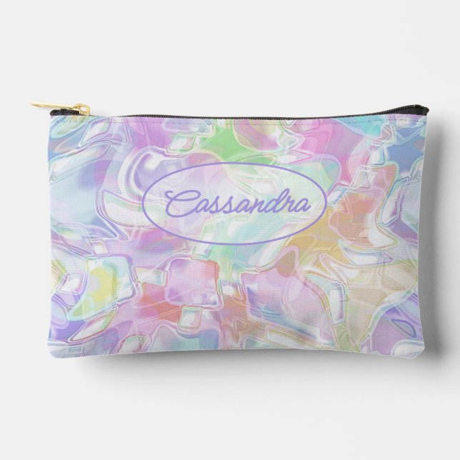 Aqua Blue Lime Green Pink Purple Art Pattern Accessory Pouch (Front)